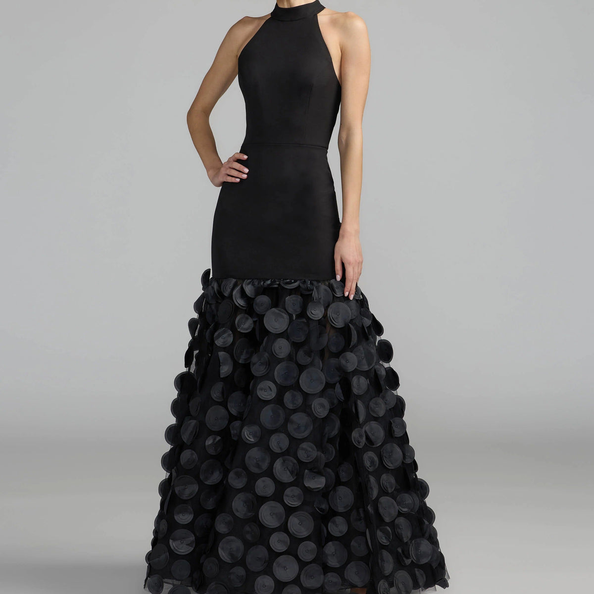 Black halter neck gown