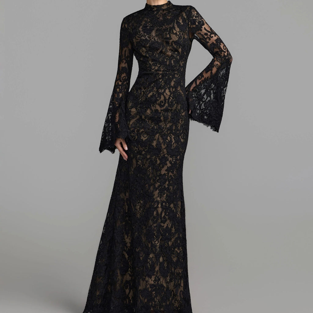 Black high neck open back maxi dress
