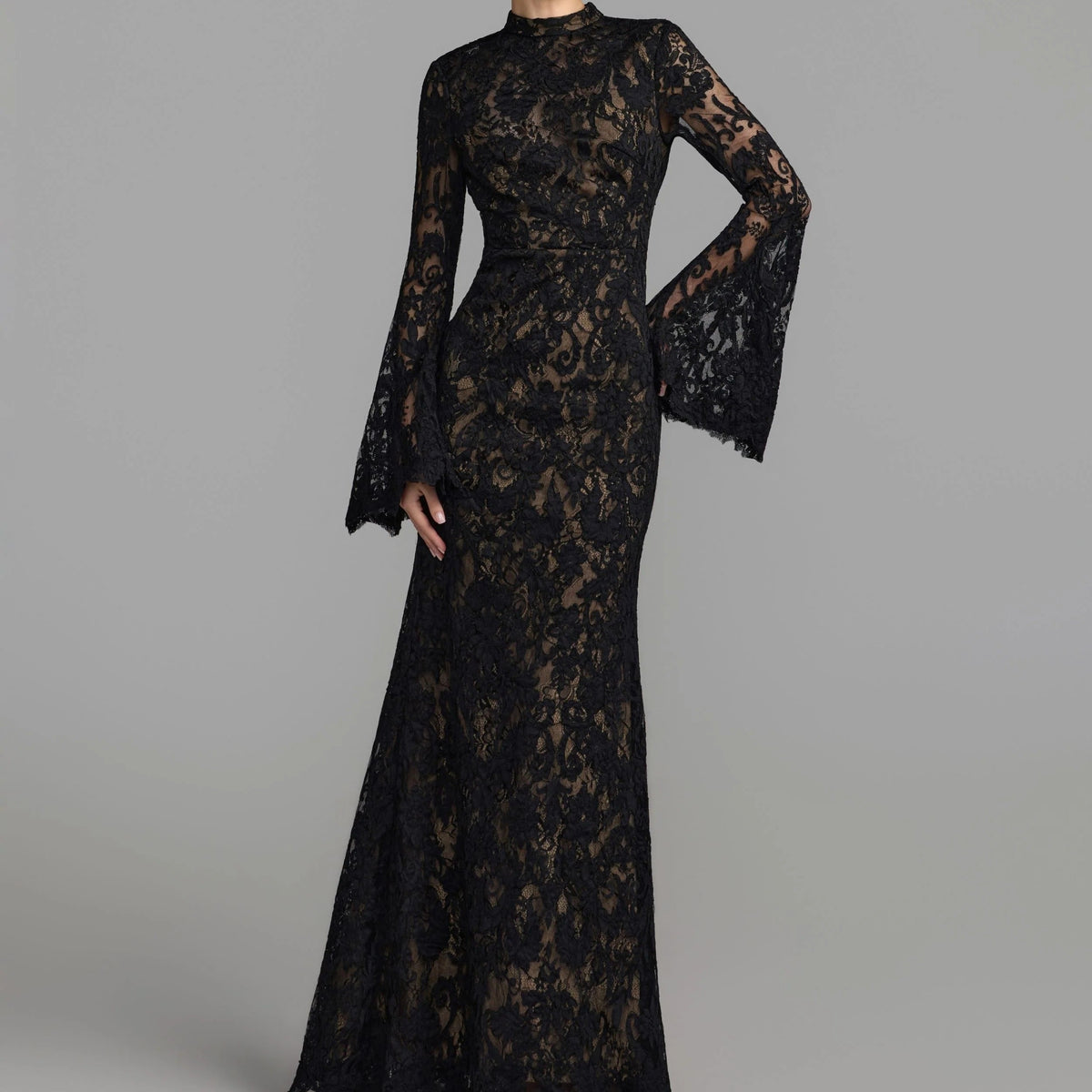 Black high neck open back maxi dress