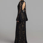 Black high neck open back maxi dress