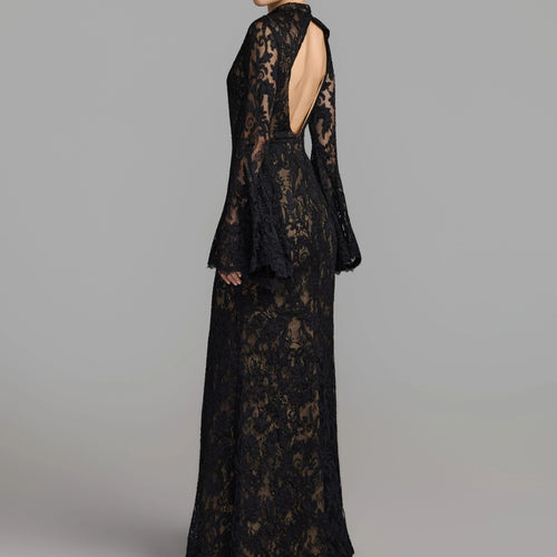 Black high neck open back maxi dress