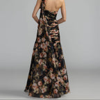 One shoulder gown with dimensional pleats